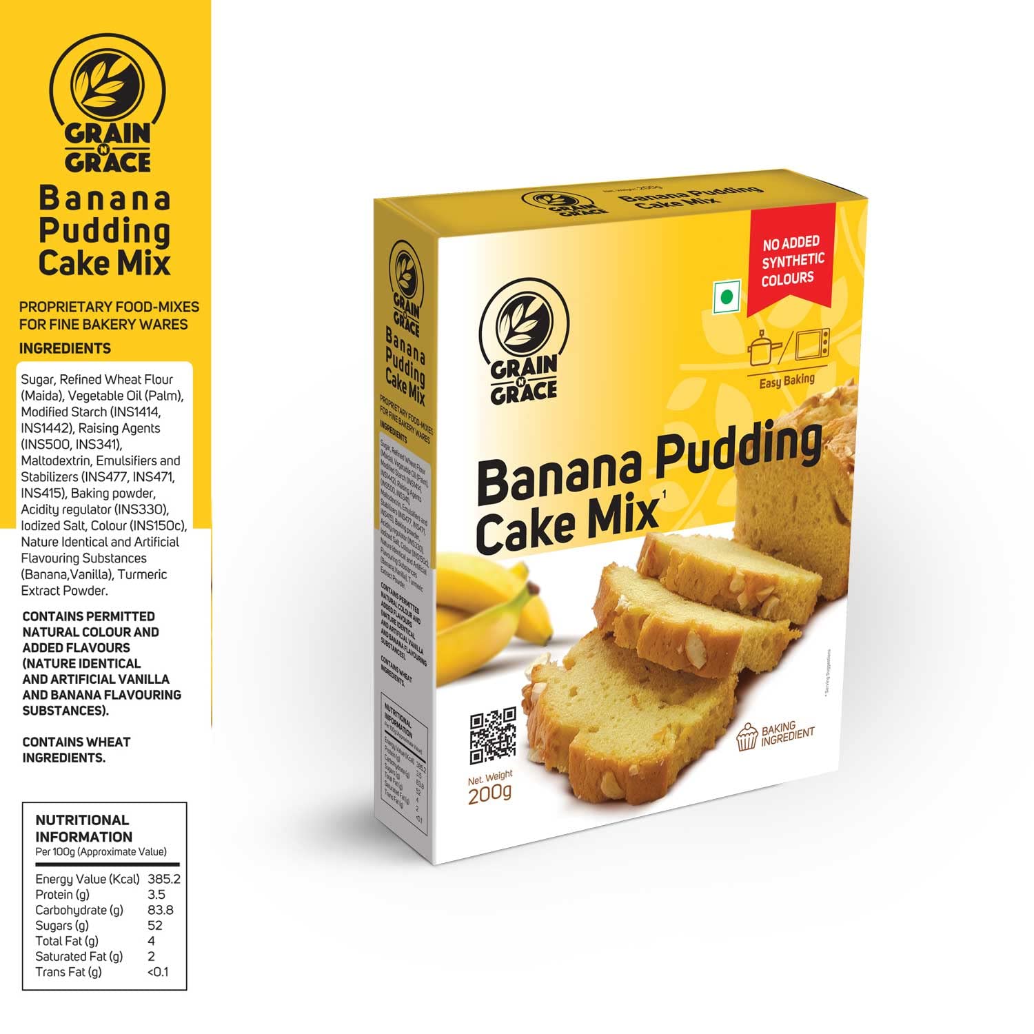 Grain N Grace  Banana Pudding Cake Mix - Instant Dessert, 200 g Box-3.webp